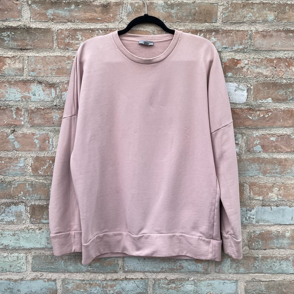 COS Pink Sweatshirt Dusty Rose Oversized Crew Neck Drop Sleeve Sweater - Picture 7 of 14